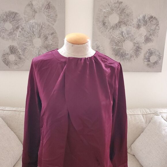 NEW! H Halston Long Sleeve Scarf Detail Blouse Top - size XS in Port Royale. - Picture 3 of 10